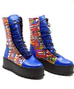 Ghete dama piele naturala Little Picasso, design artistic cu detalii colorate
