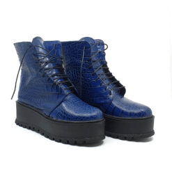 Bocanci piele naturala Print Bleumarin