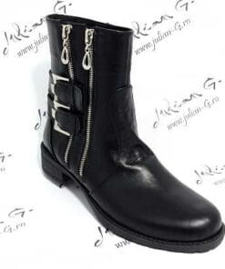 Ghete de dama din piele naturala neagra Rock The Day