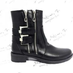 Ghete de dama din piele naturala neagra Rock The Day