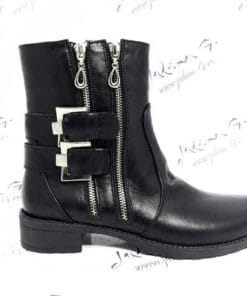 Ghete de dama din piele naturala neagra Rock The Day