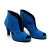 Botine decupate la varf de culoare albastru regal din piele naturala intoarsa