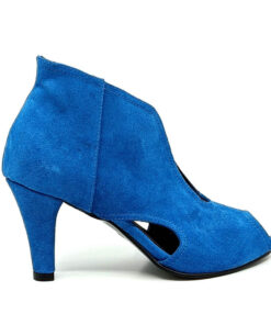 Botine decupate din piele naturala AskHer albastru regal, design elegant