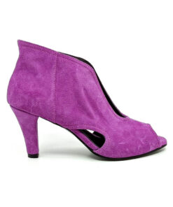 Botine decupate piele naturala AskHer mov, incaltaminte handmade