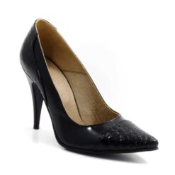 Pantofi stiletto din piele naurala Black Smart Print