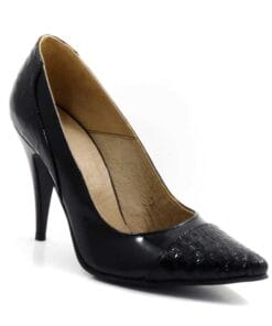 Pantofi stiletto din piele naurala Black Smart Print