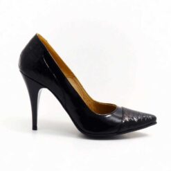 Pantofi stiletto din piele naurala Black Smart Print