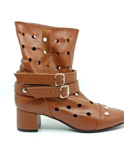 Ghete perforate din piele naturala cu toc 5 cm, model Simpa 6, detaliu Design