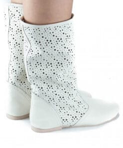 Ghete de vara perforate Piele naturala Alba DM-06 - julianshoes