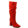Cizme Fronsate din Piele Naturala Intoarsa Rosie Beverly Girl