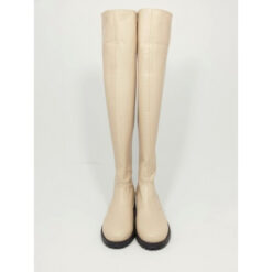 Cizme casual peste genunchi din piele naturala nude Joy Winter