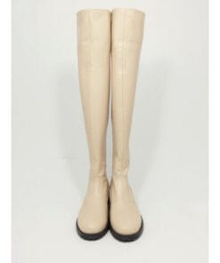 Cizme casual peste genunchi din piele naturala nude Joy Winter