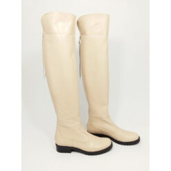 Cizme casual peste genunchi din piele naturala nude Joy Winter