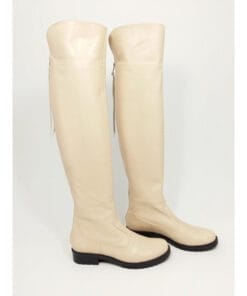 Cizme casual peste genunchi din piele naturala nude Joy Winter